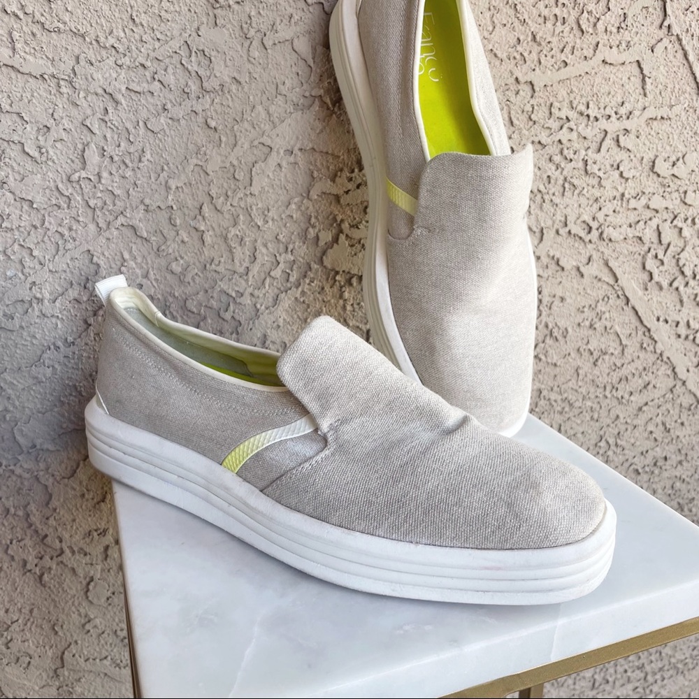 FRANCO SARTO Maldives Beige, Yellow & White Canvas Slip On Sneakers Loafers